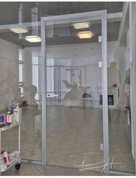 Скляні перегородки з дверима в алюмінієвому коробі